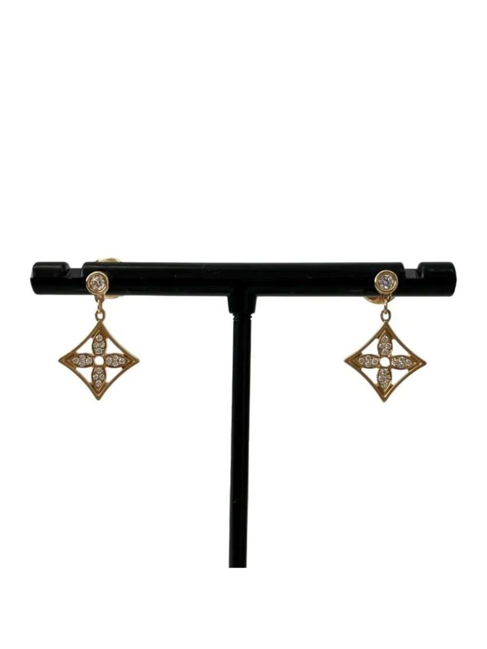 Louis Vuitton Monogram Idylle Blossom 750 Diamond Earrings Yellow Gold